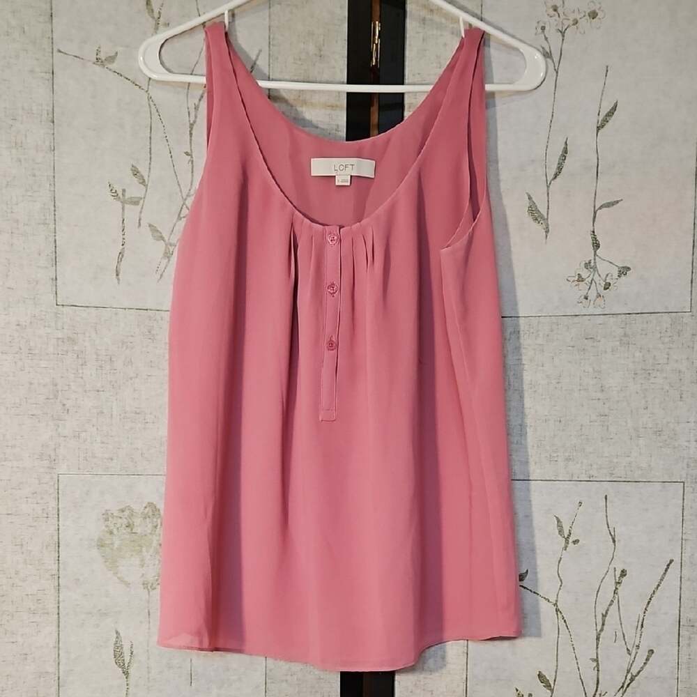 LOFT Pink Relaxed Buttoned Tank Top